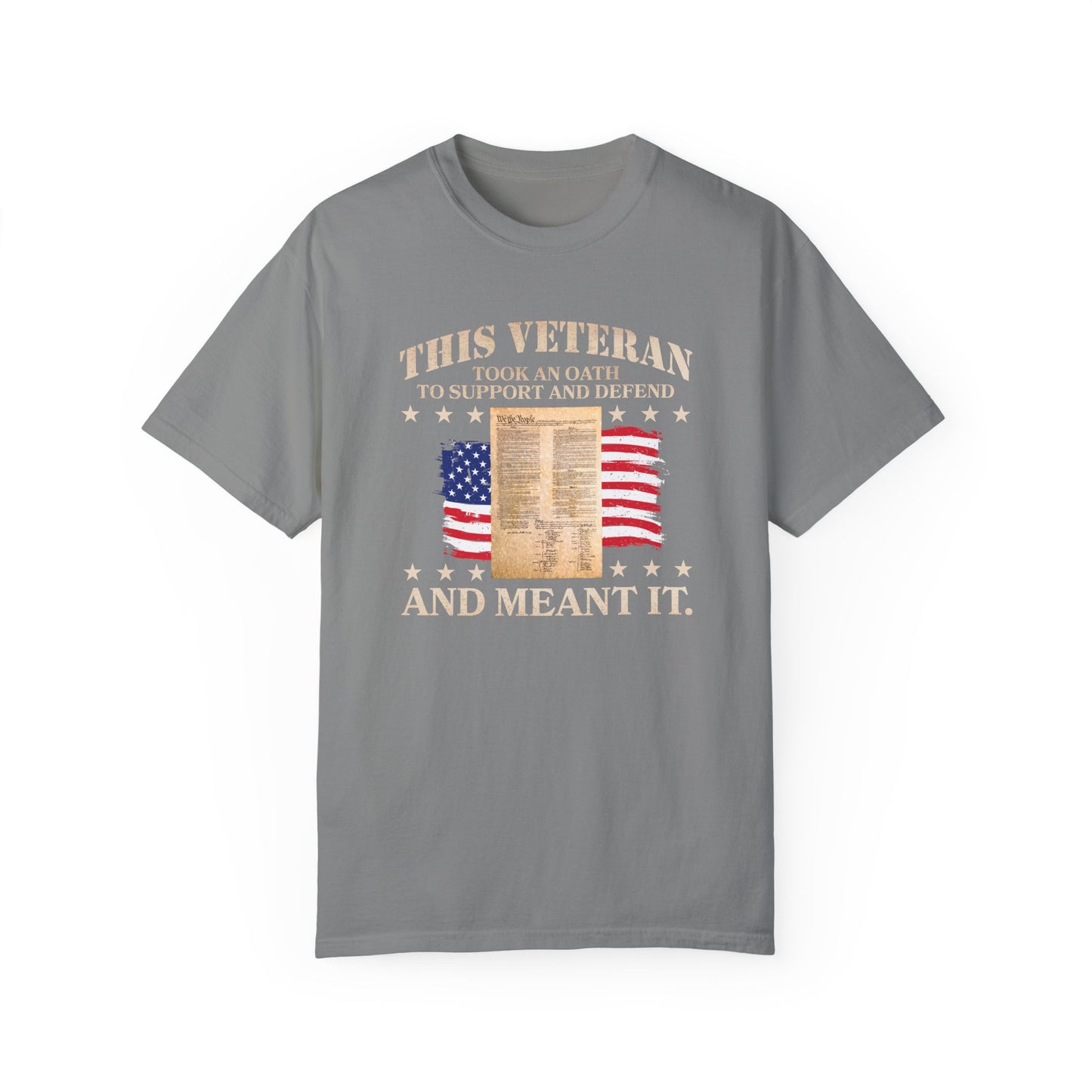 Veteran Support Constitution T-Shirt - Unisex Garment-Dyed Tee with Patriotic Design
