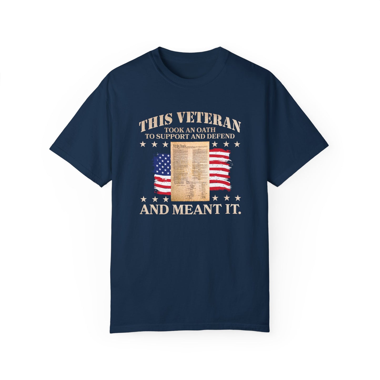 Veteran Support Constitution T-Shirt - Unisex Garment-Dyed Tee with Patriotic Design