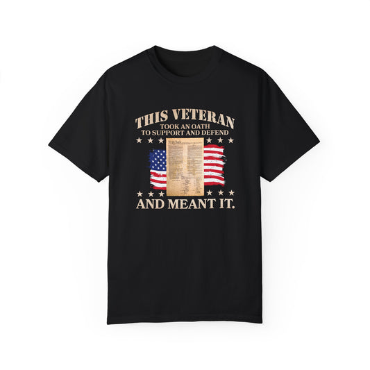 Veteran Support Constitution T-Shirt - Unisex Garment-Dyed Tee with Patriotic Design