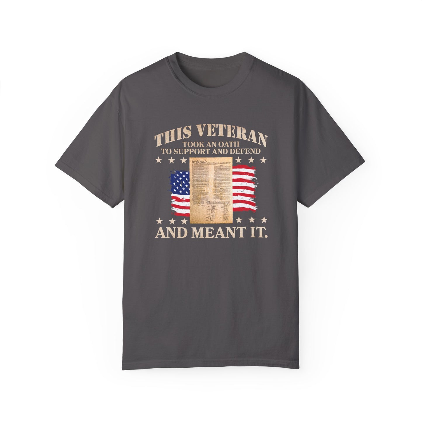 Veteran Support Constitution T-Shirt - Unisex Garment-Dyed Tee with Patriotic Design