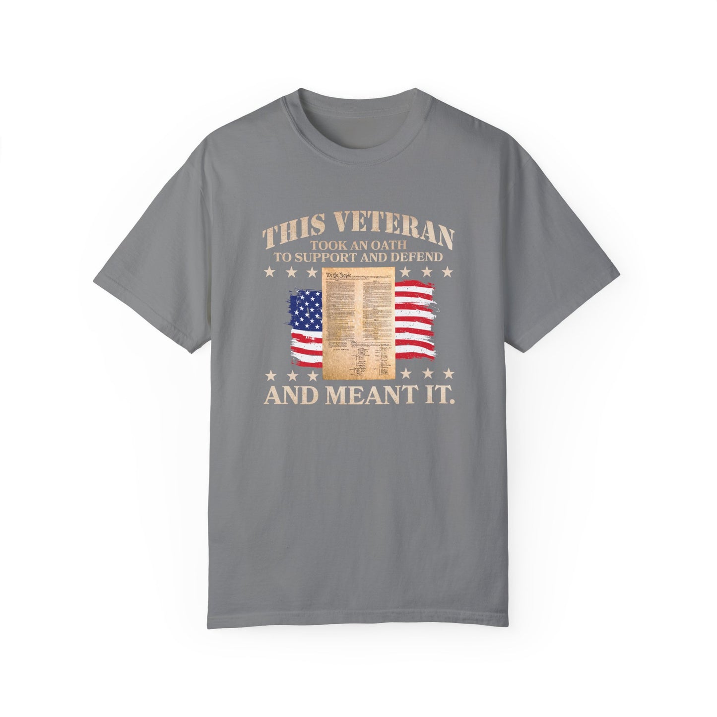 Veteran Support Constitution T-Shirt - Unisex Garment-Dyed Tee with Patriotic Design