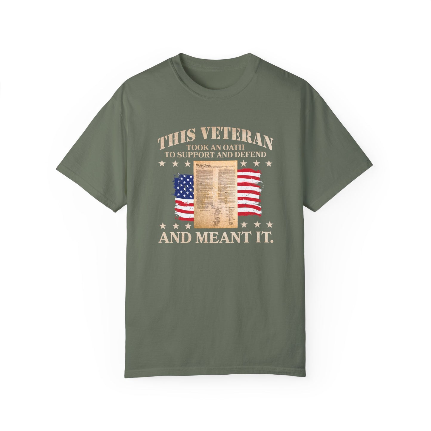 Veteran Support Constitution T-Shirt - Unisex Garment-Dyed Tee with Patriotic Design
