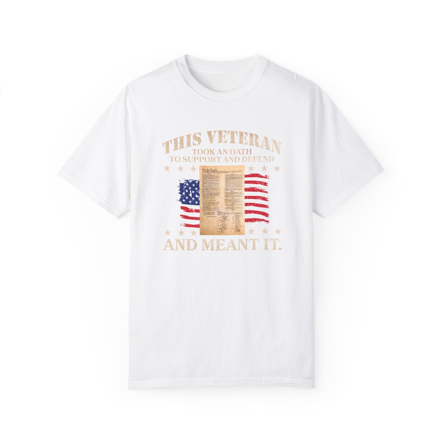 Veteran Support Constitution T-Shirt - Unisex Garment-Dyed Tee with Patriotic Design